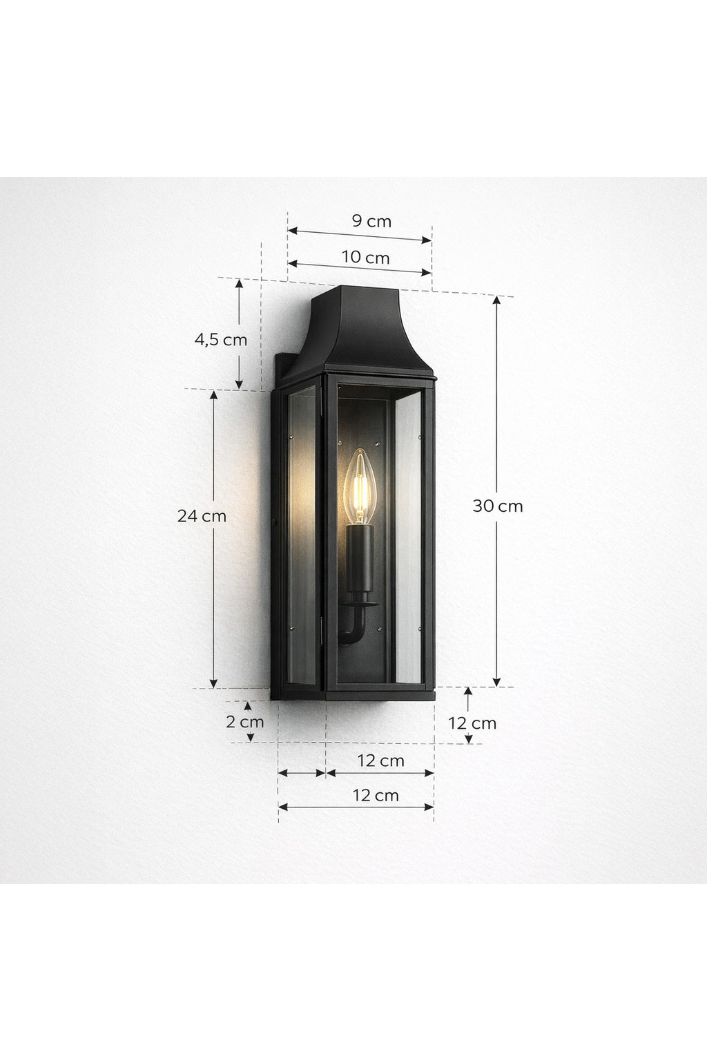Metal Camlı Modern Duvar Apliği Dekoratif Fener Aydınlatma