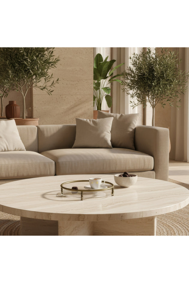 Antik Pirinç Eskitme Dekoratif Pleksi Çay Tepsisi 30 cm Modern Sunum Tepsisi