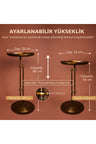 Antik Pirinç Eskitme Ayarlanabilir Yan Sehpa Metal Dekoratif Sehpa 65-80 cm