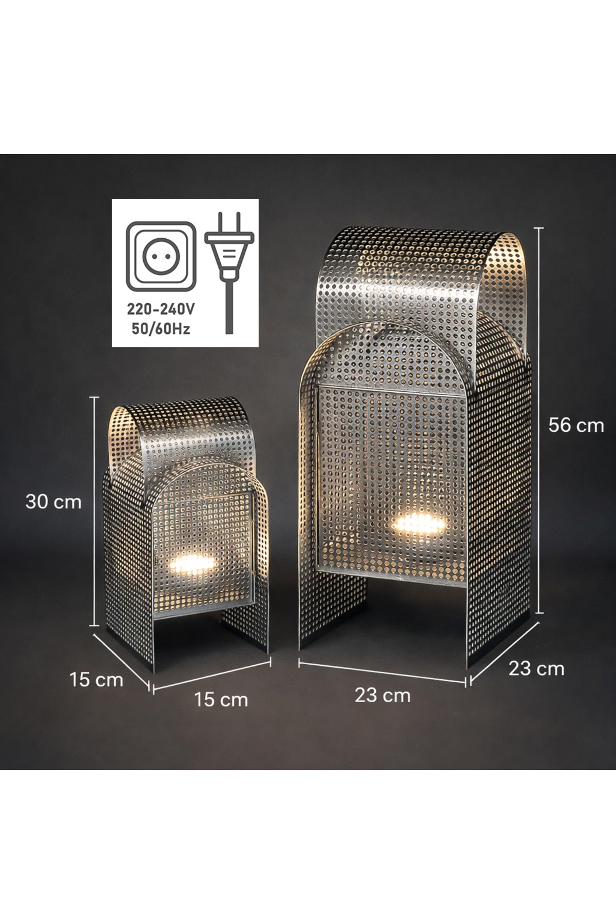 Modern Delikli Metal Dekoratif Masa Lambası 220V Fişli Büyük / Küçük Boy