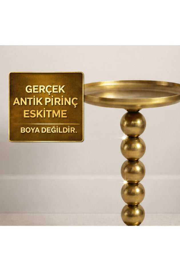 Antik Pirinç Eskitme Dekoratif Metal Stand –
