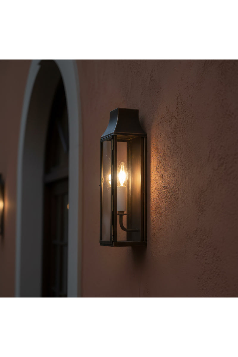 Metal Camlı Modern Duvar Apliği Dekoratif Fener Aydınlatma