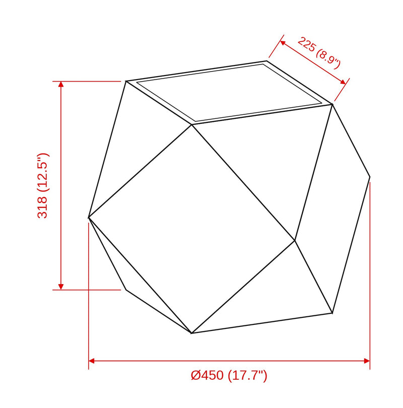 Origami Saksı teknik çizim Ø45 x 32 cm