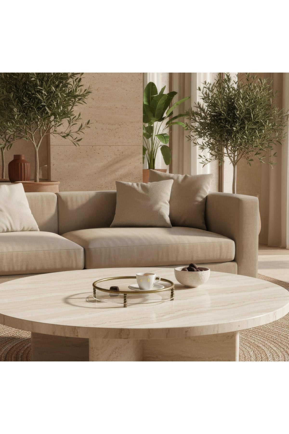 Antik Pirinç Eskitme Dekoratif Pleksi Çay Tepsisi 30 cm Modern Sunum Tepsisi