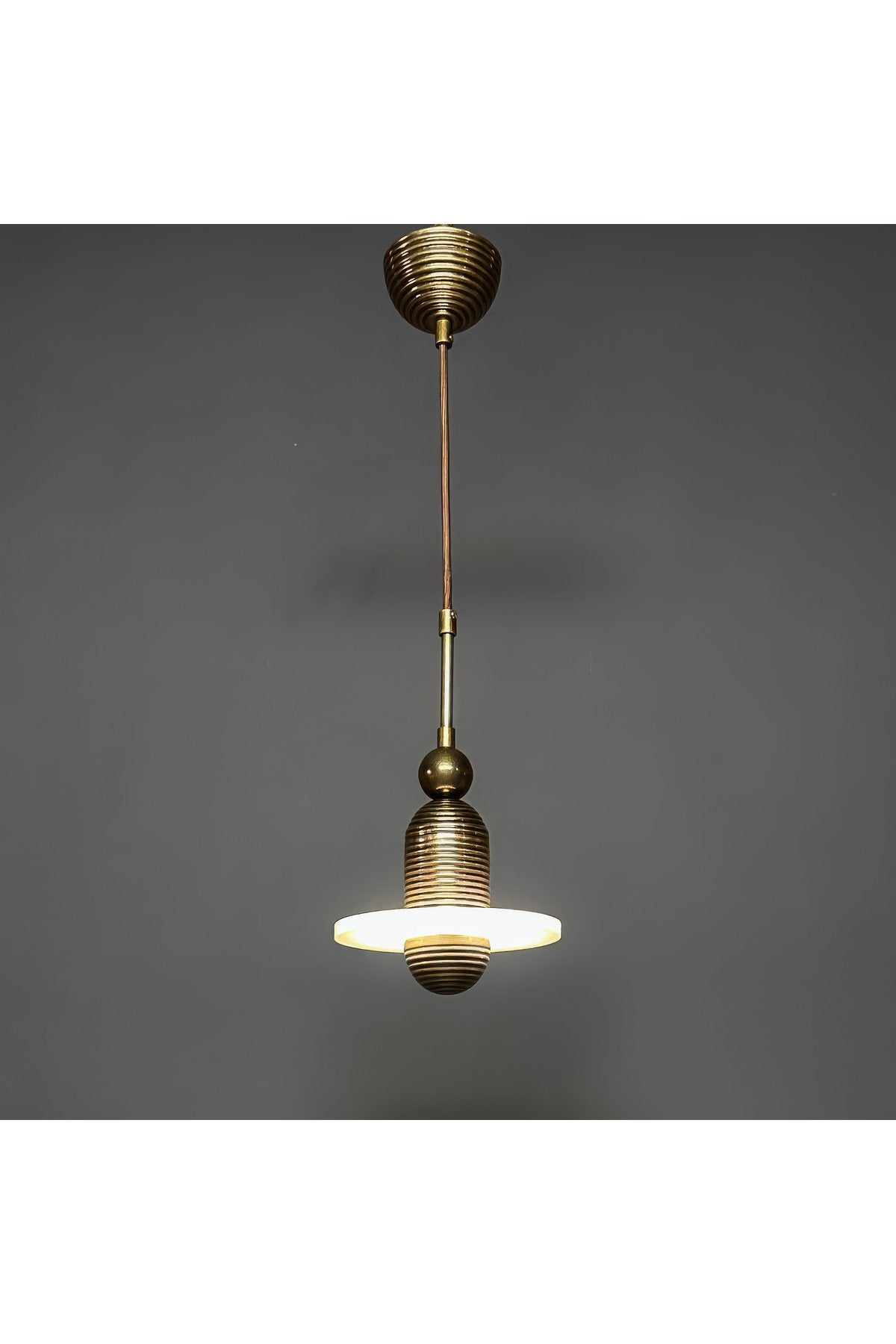 Antik Pirinç Eskitme Modern Sarkıt Avize Pleksi Difüzörlü Tekli Pendant Aydınlatma