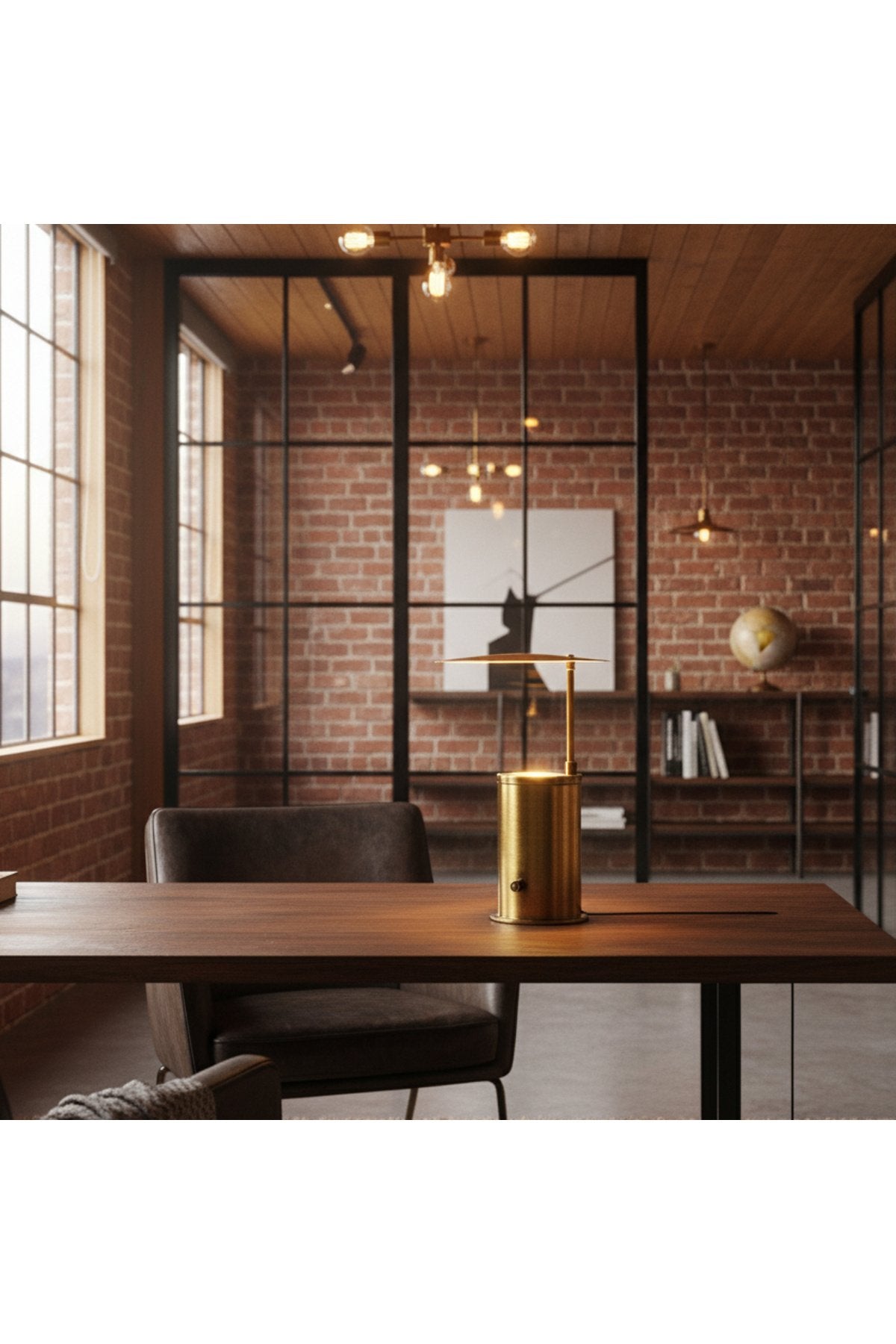 Antik Pirinç Minimal Masa Lambası – Premium Dekoratif Aydınlatma