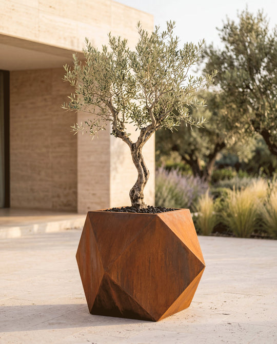 Origami Saksı corten görünümlü, teras